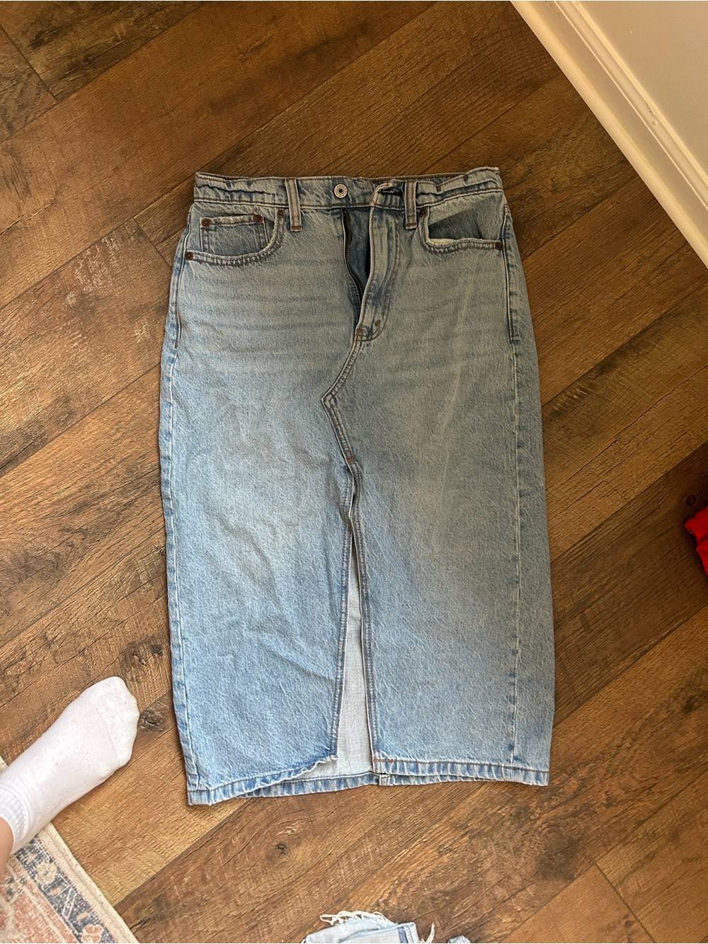 Abercrombie & Fitch Light Blue High-Rise Denim Skirt